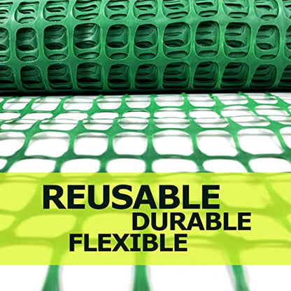 Ashman Plastic Mesh Fence, 4'x50' Feet, 1 Roll, Green, Construction Barrier Netting, Garden Fencing, Fences Wrap, Above Ground, for Snow, Poultry, Chicken, Deer, Patio, Garden Netting, Green 50FT. - color: Green, size: 50 FT