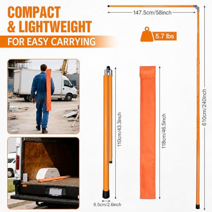Load Height Measuring Stick, 20FT Sturdy Fiberglass Height Stick with Telescoping Pole, Non-Conductive Height Stick for Trucks with Carrying Bag,for Trucks,Trailers, Car Haulers - size: 20ft