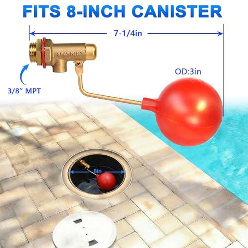 Pool Auto Fill Float Valve 3/8", Brass Water Level Valve for Pool & Pond | Automatic Water Control,Solid Brass Durability,Leak-Free Shut-Off,Leak-Free Shut-Off,125 PSI Rated