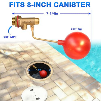Pool Auto Fill Float Valve 3/8", Brass Water Level Valve for Pool & Pond | Automatic Water Control,Solid Brass Durability,Leak-Free Shut-Off,Leak-Free Shut-Off,125 PSI Rated