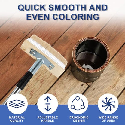 2-Pack Deck Stain Brush Set with 67" Extension Pole – 6.88" Wide Boar Bristle Blend Paint Brush for Wood Deck, Fence, Wall, Furniture – Multi-Surface Applicator for Stain, Limewash, Latex Paint - style: 2pcs