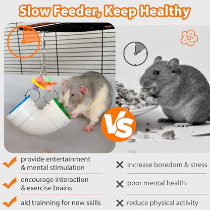Rat Enrichment Foraging Toys, Interactive Puzzle Slow Feeder Treat Dispenser, Hanging Cage Accessories, Easy-Clean Rodent Toys for Rat Mice, Bird Foraging Toy for Parakeet Conure (1Pcs)