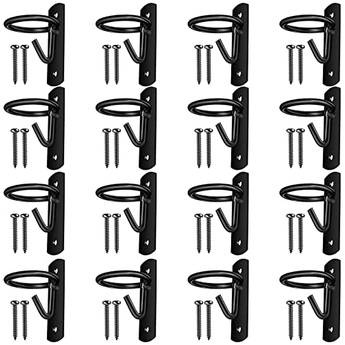 Tudomro 16 Pcs Equestrian Bucket Hook Hangers, Metal Hooks for Horse Water and Feed Buckets with 32 Screws for Stable, Barn, Farmhouse Supplies(Black) - color: Black