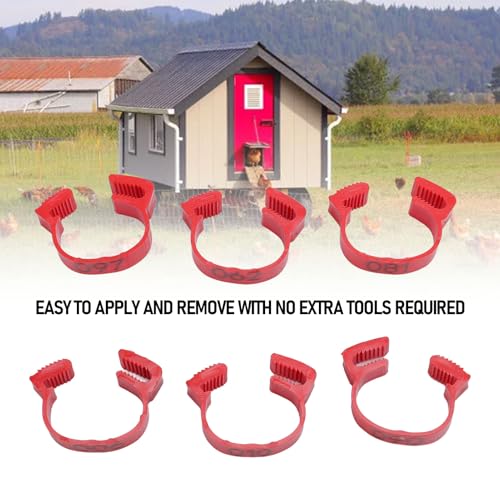 100PCS 20mm Chicken Leg Bands, 001 to 100 Numbered Colorful Chicken Birds Poultry Identification Leg Bands for Chicks Ducks Pigeons Goose Quail Yellow (red) - color: red