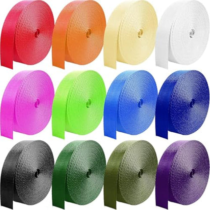 12 Rolls Nylon Webbing 1 inch 1.5 inch 2 inch Nylon Strap Webbing Straps Backpack Straps Nylon Belt, 10 25 50 3.3 Yards Webbing Strapping - size: 1.5 inch-10 yards, style: A-12 Colors