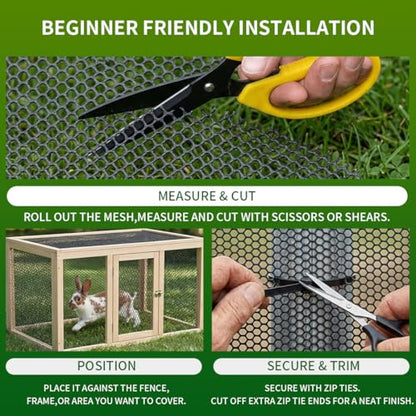 Plastic Chicken Wire Mesh Fence,Plastic Chicken Wire Roll 16in x 33ft,Garden Netting Fencing Barrier for Poultry, Animals, Pets and Balcony(Black) - color: Black, size: 16INx33FT