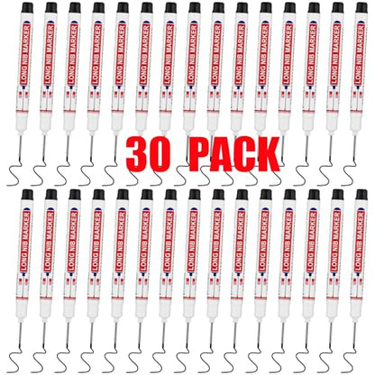 30 PCS Long Nib Marker,20mm Long Head Deep Hole Marker Pens,Longs Nose Markers,Waterproof Construction Markers Marking Tool,Permanent Markers Carpenter Ink marker Pens,Metal marking Pens,Black - color: 30PCS-20MM Black