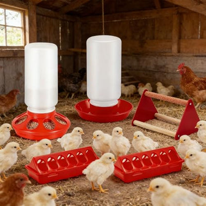 Easy to Chicken Feeder Waterer Set with Individual Feeding Holes Great for Farm or Home Use Chick Starter Set - color: B