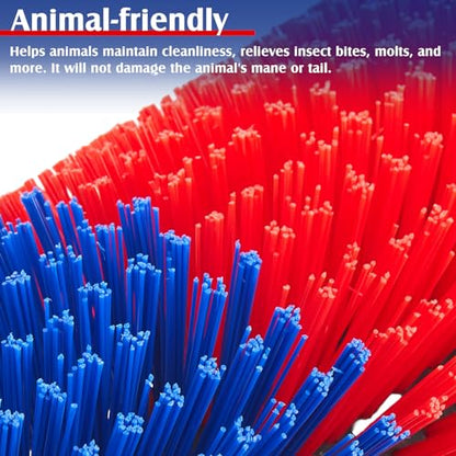 3 Pack Livestock Scratching Brush Itch Relief Horse Scratching Post Self-grooming Goat Scratcher with Durable Screws for Horse Pony Goat Sheep Pig Donkey (Blue and Red) - color: Blue and Red