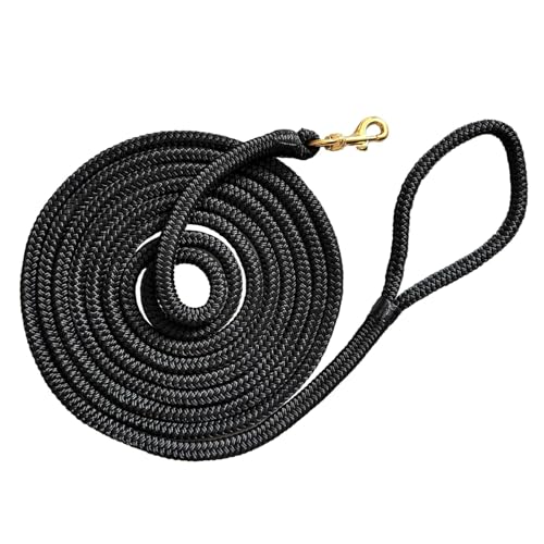 Double Nylon Horse Lead Ropes – 10FT / 15FT Durable Lightweight Lead Ropes for Horses with Snap Hook - color: Black, size: 15FT