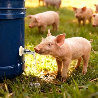 3 PCS Pig Nipple Waterer for Barrel Kit Automatic Waterer System, Stainless Steel Pig Drinker Feeder with Water Tank Connector Kit, Fitting for Piglets Goat(Silver)