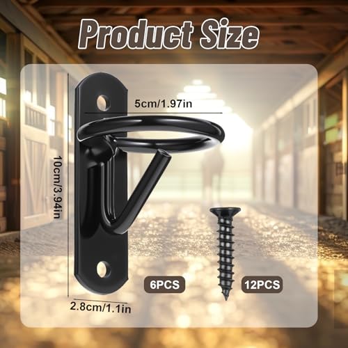 6 Pcs Bucket Hangers for Horse Wate, Heavy Duty 5 Gallon Bucket Hooks Iron Hangers for Feed & Water Buckets (Black, 3.9 x 1.1 x 2 Inch)