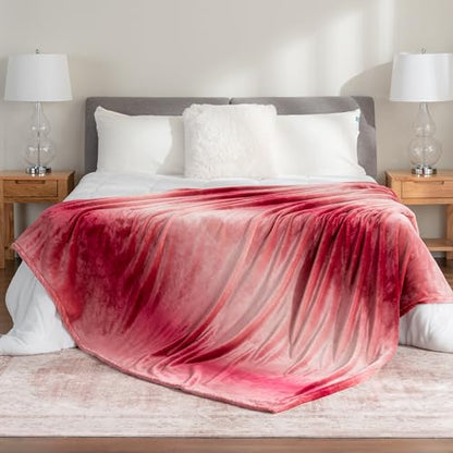 Berkshire Blanket-Classic Heavyweight Warm Soft Printed VelvetLoft® Plush Blanket, King Size Soft Fuzzy Blanket for Couch Sofa Bed, Ombre Burgundy, 90in x 108in - color: Ombre Burgundy, size: King/Cal King