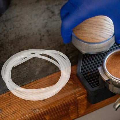 Mikikit 1set Clear Silicone Milk Hose with Brush for Coffee Machine Milk Pipe Replacement Easy Install Food-grade for Automatic Espresso Machines