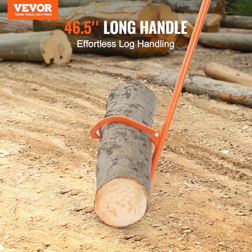 VEVOR 46.5'' Felled Cant Hook Logging Tool, Adjustable Heavy Duty Steel Log Roller, Log Lifter Timber Jack with Rubber Grip, Forestry Logging Tools for Lifting and Handling Logs up to 32" Dia - size: Cant Hook 46.5''