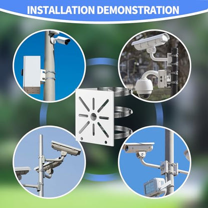 ZT-NET Universal Vertical Pole Mount for Security Camera, Heavy-Duty Metal Bracket with 3 Loops, for CCTV/PTZ Dome Cameras, Wall/Stage Lights & Solar Panels