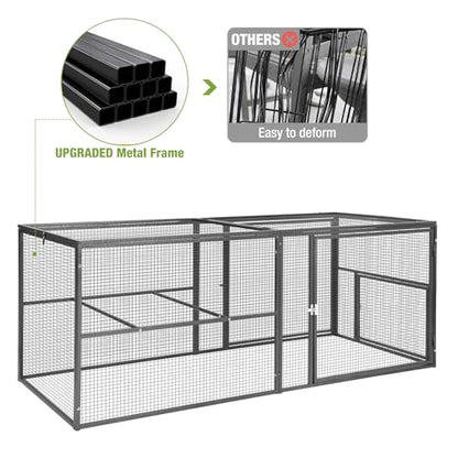 GUTINNEEN Chicken Run Chicken Coop Walk-in Metal Frame Extension Run Poultry Cage Hen House Rabbits Habitat Cage for Multi Coops Large - color: Chicken Run-(AIR29)