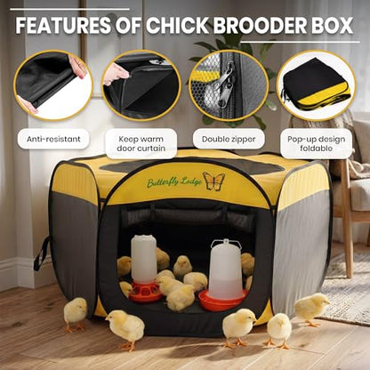 Chicken Brooder Box for Chicks, 6-in-1 Chick Starter Kit, 45" Large Chicken Brooder Pet Tent, Chick Coop for 10-15 Chicks with Feeder, Waterer & Cleaner, Indoor Chick Pen
