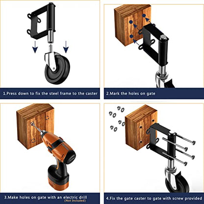 Ronlap Gate Caster Wheels Spring Loaded for Wooden Metal Tube Swing Fence Gates Heavy Duty Outdoor Farm Gate Roller, 250Lbs, Upgraded 5 Inches, 2 Pack - style: Upgraded 5 Inches Without Brake