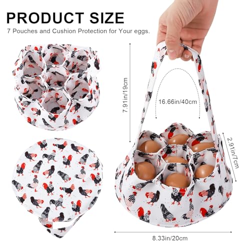 Egg Collecting Basket, Canvas Egg Basket for Gathering with 7 Pouches for Chicken, Duck, Goose, Bird, Various Poultry Collection (Red-tailed) - style: Red-tailed chicken