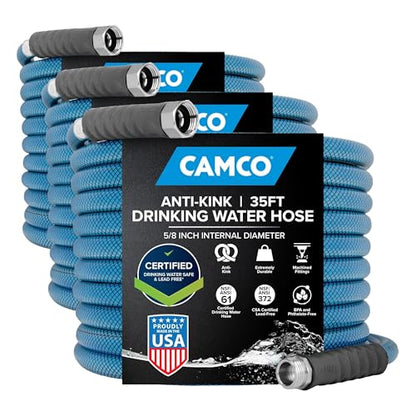 Camco TastePURE Drinking Water Hose, 35-Foot, 5/8-Inch Diameter | Heavy-Duty No-Kink Design | NSF Drinking Water Safe | For Camper/RV | Pack of 3 - size: 35-Foot (Pack of 3)