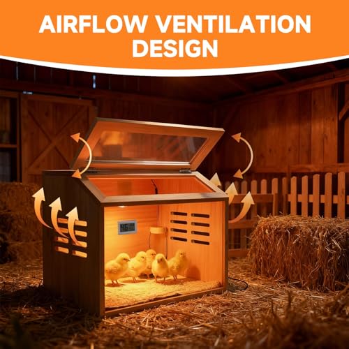Brooder Box for Chicks Thick Wooden Chicken Brooder Box with Pre-Drilled Holes, Heating Lamp & Thermometer Included, Suitable for Chicks, Ducks, Quails, Hamsters & Small Animals 15.7 x 12 x 12 in - size: Small(15.7x12x12 in)