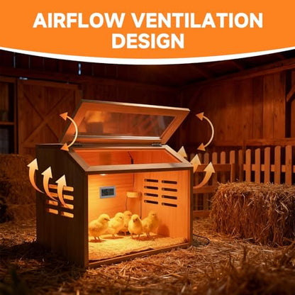 Brooder Box for Chicks Thick Wooden Chicken Brooder Box with Pre-Drilled Holes, Heating Lamp & Thermometer Included, Suitable for Chicks, Ducks, Quails, Hamsters & Small Animals 15.7 x 12 x 12 in - size: Small(15.7x12x12 in)