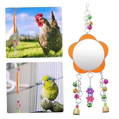 KESYOO 1pc Chicken Hanging Mirror Toy Bells Bird Mirror for Coop Fun Pet Supplies for Hens and Interactive Play for Chickens Great for Pet Birds