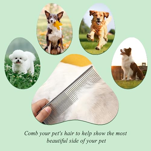 3 Pack Metal Comb For Dogs,Cat Grooming Comb,Dog Combs,Doodle Comb,Shedding Comb,For Professional Grooming Tool For Long And Short Haired Dog,Cat And Other Pets. (Large Medium Small), Metallic