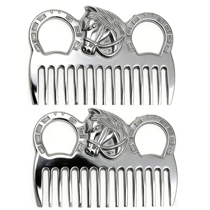 2PCS Horse Comb, Horse Mane and Tail Comb，Portable Aluminum Alloy Horse Comb