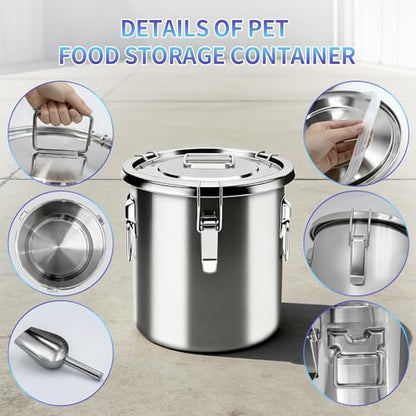 40 lb Stainless Steel Dog Food Storage Container, Airtight Metal Pet Food Storage Bin with Lid and Scoop, Large Dog Food Container for Dry Food, Keep Fresh, Easy to Clean