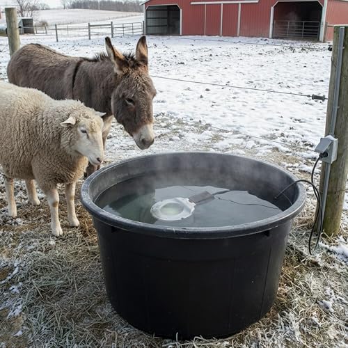 Farm Innovators Utility De-Icer for up to 25 Gallon Container - 250W Water Deicer- Ice Chaser Cast Aluminum Design for Plastic or Metal Water Container | Stock Tank Heater, Farm Innovators De-Icer, Ice Chaser, Submergible Thermostat, Livestock Water Heate