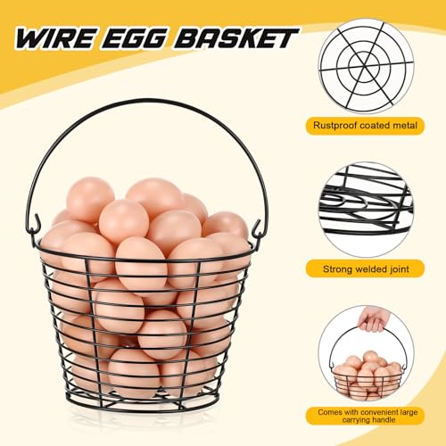 Tandefio 8 Pcs 8" Egg Basket for Storage Collecting Carrying and Transporting Chicken and Duck Eggs, Farm Grade Wire Storage Basket