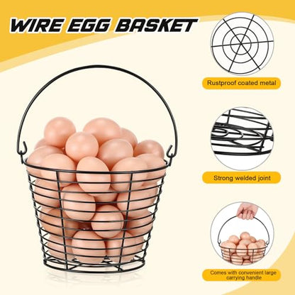 Tandefio 8 Pcs 8" Egg Basket for Storage Collecting Carrying and Transporting Chicken and Duck Eggs, Farm Grade Wire Storage Basket