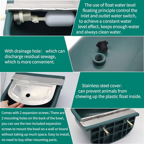 Automatic Water Bowl, Livestock Waterer for Cattle Dog Horse Goat Sheep, Outdoor Animal Drinking Water Trough Bowl with Float Valve (39.37 Inch Pipe)