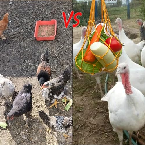 Chicken Vegetable Hanging Feeder 4 PCS, Reusable String Bag with Hook for Chicken Toys, Poultry Fruit Holder for Hens and Ducks, No Mess Lettuce Cabbage Feeder for Enrichment(Yellow) - color: Yellow