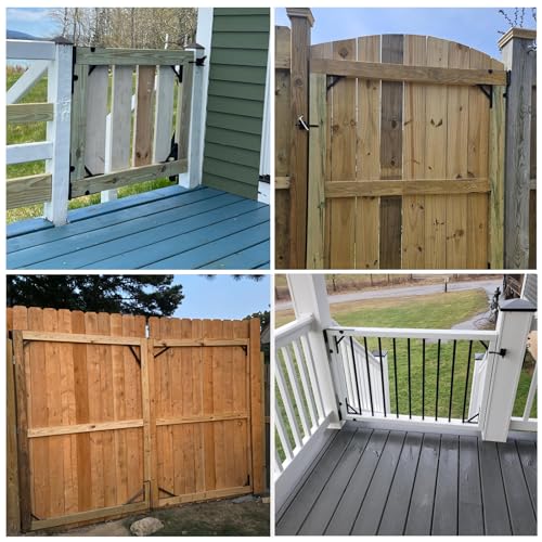 Anti Sag Fence Gate Kit Heavy Duty Gate Corner Brace Bracket, Gate Hardware Kit with Latch and Hinges for Wooden Fences, Driveway Gates, Shed Doors, Corral Gates, Wood Windows（2 Set） - style: 2 Set