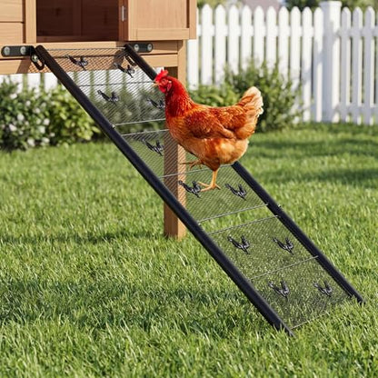 Chicken Coop Ramp Ladder 39" L, Matel Adjustable Length Henhouse Coop Accessories, Heavy Duty Sturdy Steps for Ducks with Foot Problems or Flightless Poultry, Waterproof & Corrosion Resistant