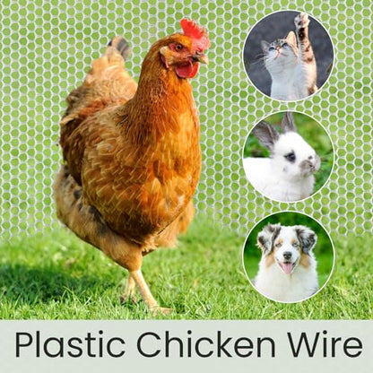 Landical 6 Rolls Plastic Chicken Wire Fencing Mesh 120 x 15.7 Inch Each Plastic Mesh Fence with Zip Ties Hexagonal Poultry Netting Garden Fencing Cat and Bird Netting (White) - color: White