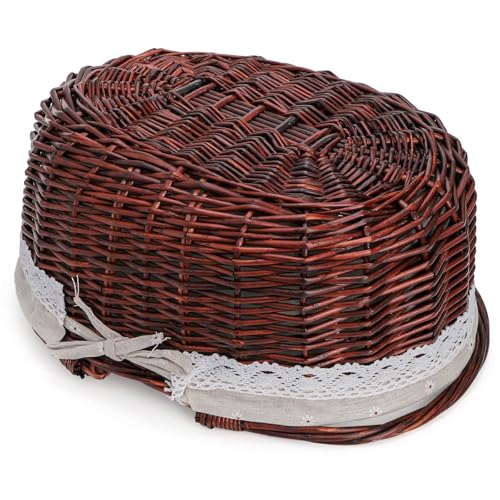 Dicunoy Wicker Picnic Basket with Handle, Large Empty Gift Basket to fill, Open Top Market Harvest Baskets for Garden, Fruit, Candy, Wine, Egg Gathering, Wedding, Vegetables