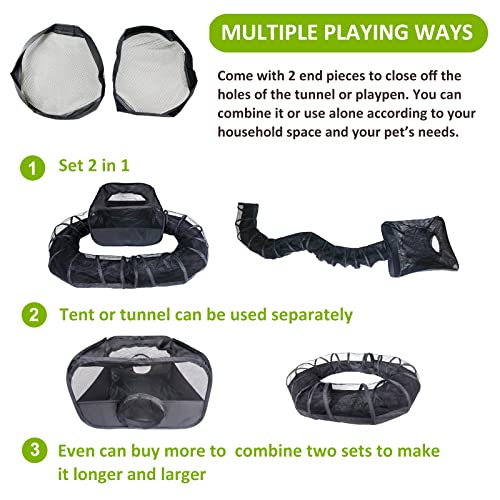 Guinea Pigs Playpen with Surround Tunnel,Pop Open Tent with Tube for Dwarf Rabbits,Chinchilla,Ferret and Other Small Animals to Run and Exercise Indoor or Outdoor (Playpen with Tunnel) - style: Playpen with Tunnel