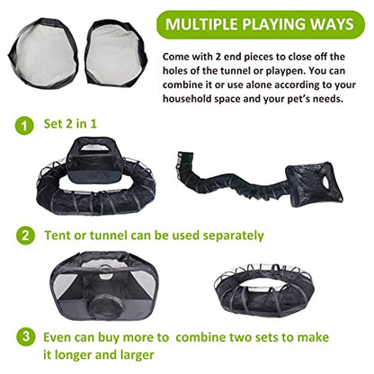 Guinea Pigs Playpen with Surround Tunnel,Pop Open Tent with Tube for Dwarf Rabbits,Chinchilla,Ferret and Other Small Animals to Run and Exercise Indoor or Outdoor (Playpen with Tunnel) - style: Playpen with Tunnel