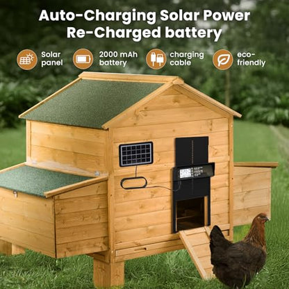 Automatic Chicken Coop Door - Auto Chicken Coop Door with Timer, Sensor, & Remote Control - Smart Poultry Door Opener with Durable Construction - Chicken Coop Supplies & Accessories - Black