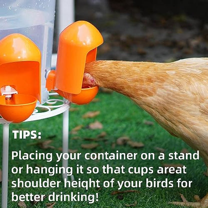 Large Chicken Waterer Cups Automatic with Anti-Roosting Cover | Poultry Waterer Cups Suitable for Chicks, Duck, Goose, Turkey and Bunny (5 Pack)