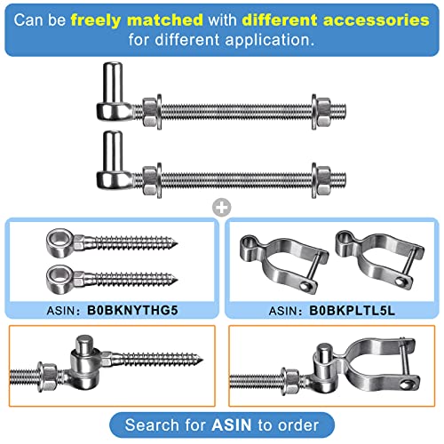 Insaga J Bolt Gate Hinge, 304 Stainless Steel Farm Gate Hinges, M12 x 8'' Gate Hinge Bolt 5/8'' for Chain Link Fence/Farm/Wooden Fence/Driveway, Supports up to 500lbs, 2pcs - color: M12-8''-2PCS