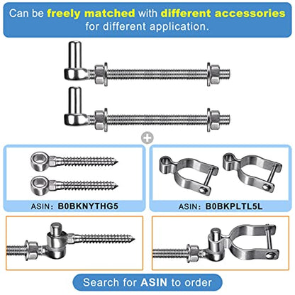 Insaga J Bolt Gate Hinge, 304 Stainless Steel Farm Gate Hinges, M12 x 8'' Gate Hinge Bolt 5/8'' for Chain Link Fence/Farm/Wooden Fence/Driveway, Supports up to 500lbs, 2pcs - color: M12-8''-2PCS