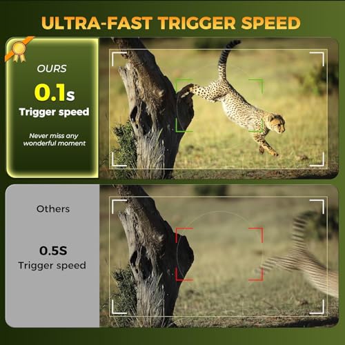 4K 84MP WiFi Trail Camera, Wildlife Camera 0.1s Trigger, Game Camera with 130°Wide Angle, Trail Cameras with Night Vision Motion Activated Waterproof Suitable for Outdoor Wildlife Detection