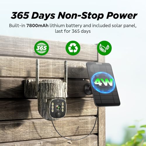 Trail Camera, 4G LTE Cellular Game Cameras with 360° Live Streaming, 2.5K Wildlife Hunting Camera Solar Powered, Security Camera Built-in SIM Card, Night Vision, Motion Activated, Waterproof, 2 Pack