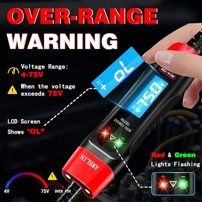 AWBLIN 4-75V DC Automotive Test Light with Buzzer Sound, LCD Digital Light Tester with Voltmeter, Heavy Duty Circuit Tester with Illumination, Fuse Voltage Tester Auto Electrical Tool