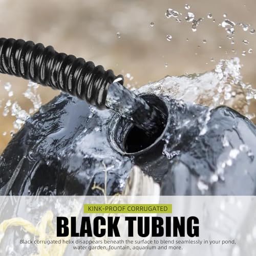 1-1/2 Inch Pond Tubing 20ft Black Corrugated Flexible PVC Pond Hose with 4 Stainless Steel Hose Clamps, Kinkproof and Strong for Pond Pump Fountain Garden Waterfall. - size: 1-1/2" ID, style: 20 ft